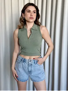 Kısa Fermuarlı Crop