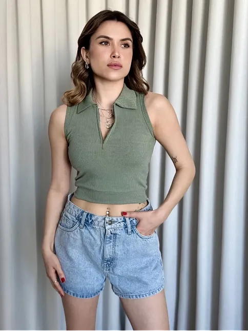 Kısa Fermuarlı Crop