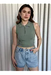 Kısa Fermuarlı Crop