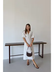 Kısa Kollu Müslin Elbise Beyaz Pt
