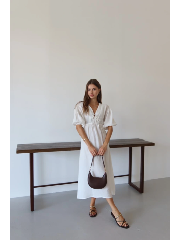 Kısa Kollu Müslin Elbise Beyaz Pt