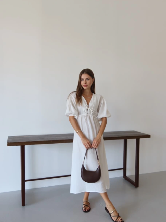 Kısa Kollu Müslin Elbise Beyaz Pt Kısa Kollu Müslin Elbise Beyaz Pt