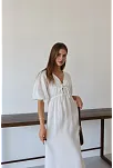 Kısa Kollu Müslin Elbise Beyaz Pt