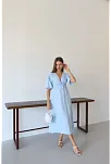 Kısa Kollu Müslin Elbise Mavi Pt