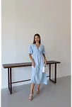 Kısa Kollu Müslin Elbise Mavi Pt