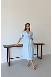 Kısa Kollu Müslin Elbise Mavi Pt