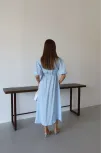 Kısa Kollu Müslin Elbise Mavi Pt