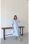 Kısa Kollu Müslin Elbise Mavi Pt