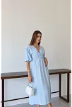 Kısa Kollu Müslin Elbise Mavi Pt
