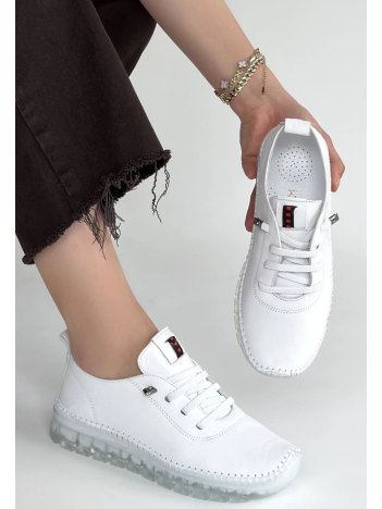 Kitta Beyaz Deri Bağcıklı Spor Ayakkabı