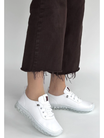 Kitta Beyaz Deri Bağcıklı Spor Ayakkabı