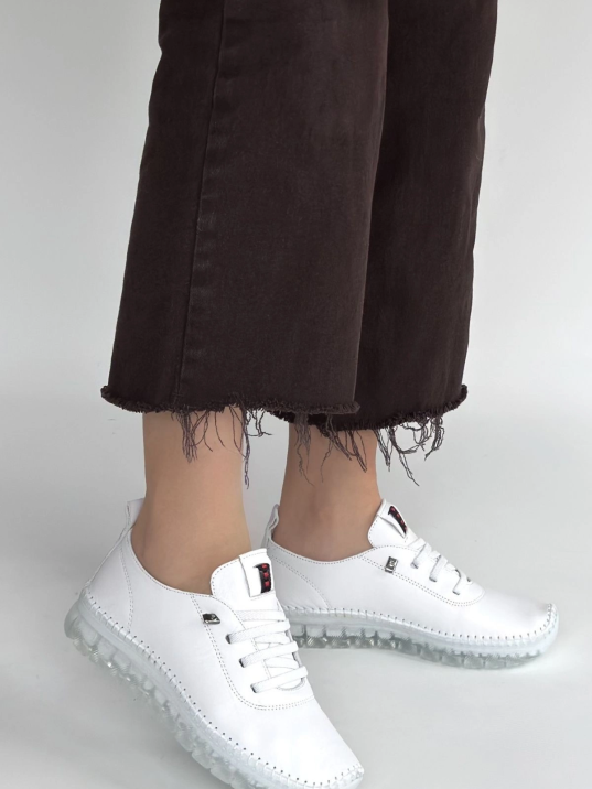 Kitta Beyaz Deri Bağcıklı Spor Ayakkabı