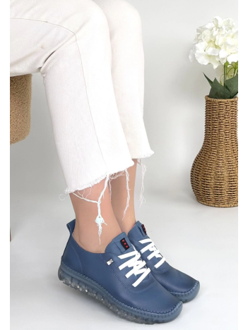 Kitta Mavi Deri Bağcıklı Spor Ayakkabı