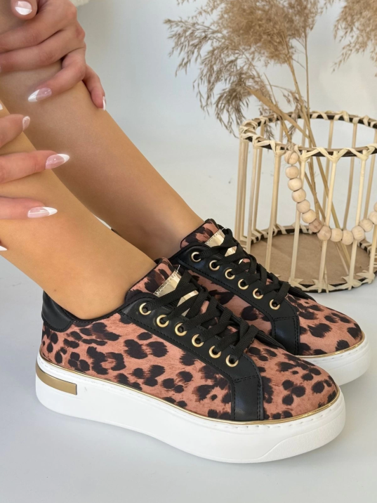 Kity Leopar Saten Bağcıklı Spor Ayakkabı Kity Leopar Saten Bağcıklı Spor Ayakkabı