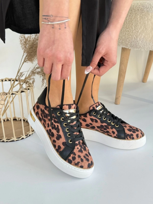 Kity Leopar Saten Bağcıklı Spor Ayakkabı Kity Leopar Saten Bağcıklı Spor Ayakkabı