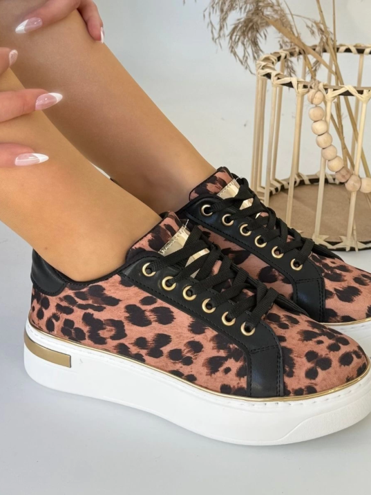 Kity Leopar Saten Bağcıklı Spor Ayakkabı Kity Leopar Saten Bağcıklı Spor Ayakkabı