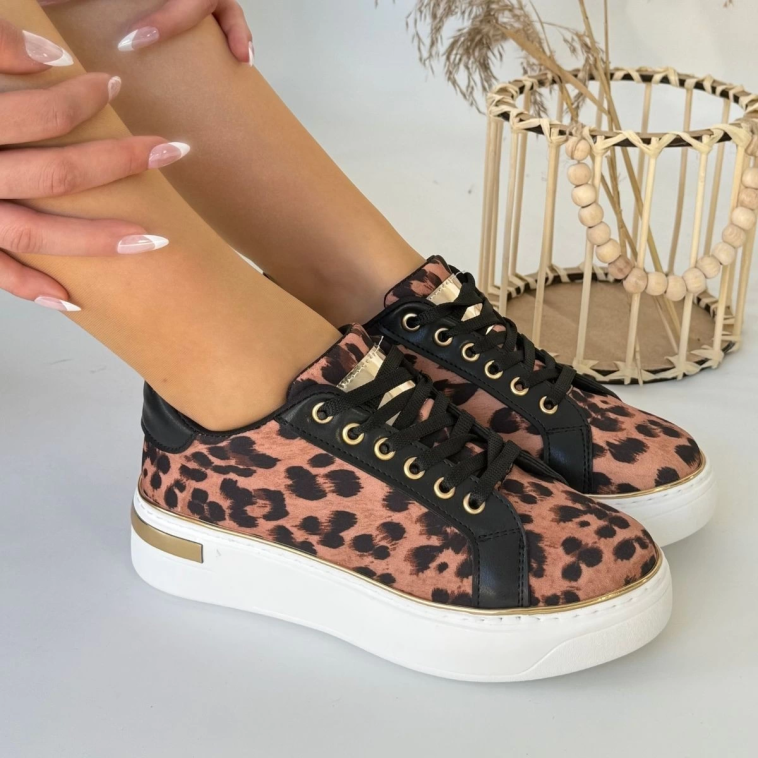 Kity Leopar Saten Bağcıklı Spor Ayakkabı Kity Leopar Saten Bağcıklı Spor Ayakkabı