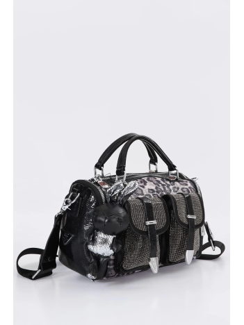 Kiwer Siyah Cilt Omuz Çantası