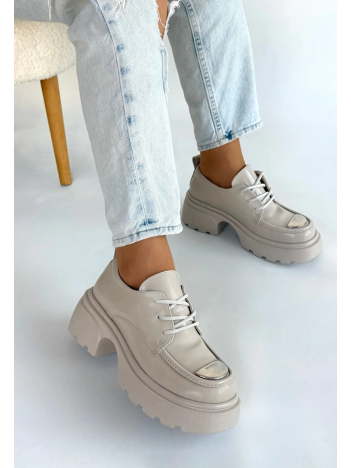 Kiya Bej Rugan Dolgu Topuk Oxford Ayakkabı Kiya Bej Rugan Dolgu Topuk Oxford Ayakkabı