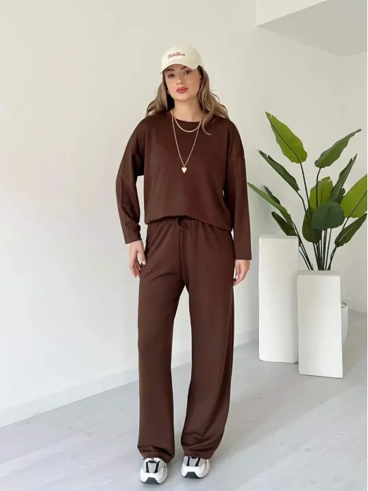 Kollu Modal Takım Kahve