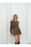 Kontrast Deri Etek Kahve W260015