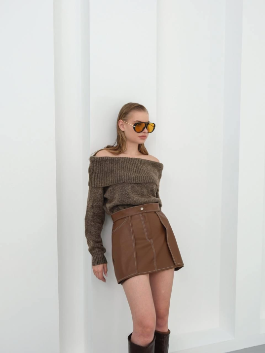 Kontrast deri etek kahve w260015 Kontrast deri etek kahve w260015