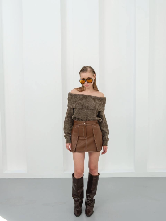 Kontrast deri etek kahve w260015 Kontrast deri etek kahve w260015