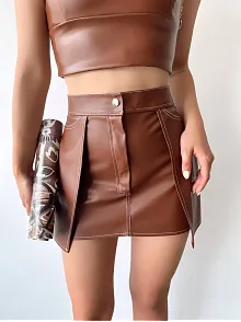 Kontrast Deri Etek Kahve W260015