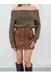 Kontrast Deri Etek Kahve W260015