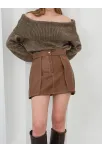 Kontrast Deri Etek Kahve W260015