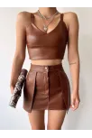 Kontrast Deri Etek Kahve W260015
