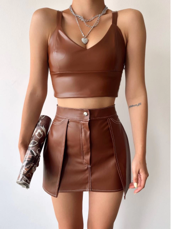 Kontrast deri etek kahve w260015 Kontrast deri etek kahve w260015