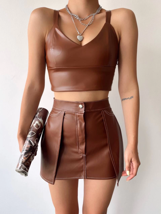 Kontrast deri etek kahve w260015 Kontrast deri etek kahve w260015