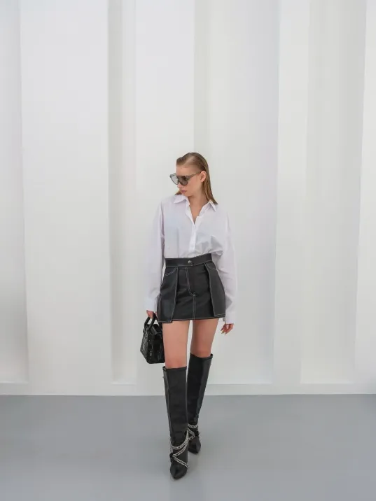 Kontrast Deri Etek Siyah W260015