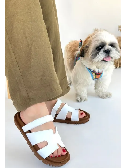 Kooni Beyaz Cilt Terlik