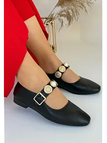 Koope Siyah Cilt Babet Ayakkabı
