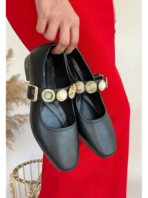 Koope Siyah Cilt Babet Ayakkabı
