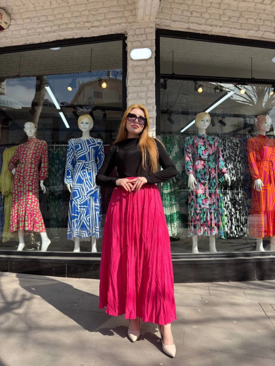 Kraş etek fuşya Kraş etek fuşya