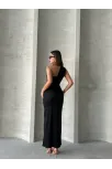 Krinkıl Tek Omuz Uzun Elbise Siyah S25455