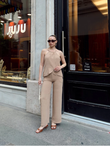 Kruvaze takım ayrobin bej s054