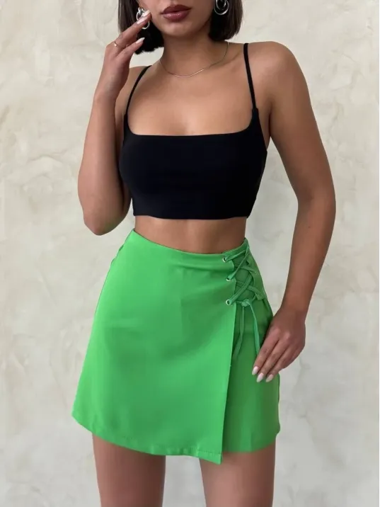 Kuş Gözü Şort Etek Yeşil S25819