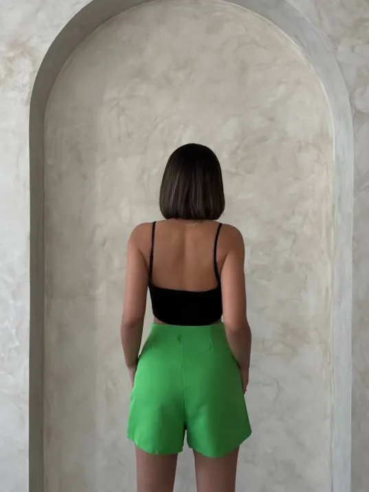 Kuş Gözü Şort Etek Yeşil S25819