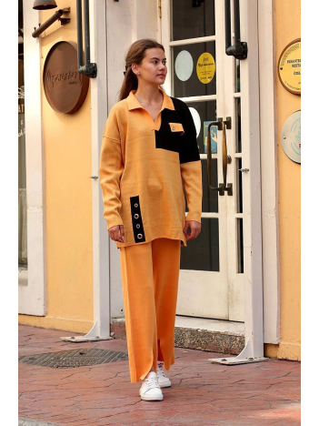 Kuş gözü triko takım Hardal