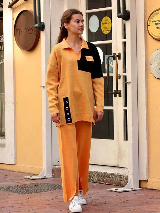 Kuş gözü triko takım Hardal Kuş gözü triko takım Hardal