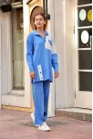 Kuş Gözü Triko Takım Mavi