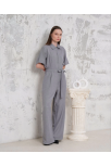 Kuşaklı Gömlek Yaka Salaş Tulum Gri S255822 Kuşaklı Gömlek Yaka Salaş Tulum Gri S255822