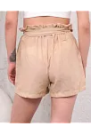 Kuşaklı Keten Şort Bej S255265