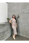 Kuşaklı Mdl Esnek Kumaşlı Elbise Bej Pt