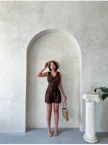 Kuşaklı Şortlu Tulum Kuşaklı Şortlu Tulum