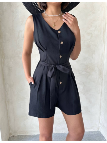 Kuşaklı Şortlu Tulum